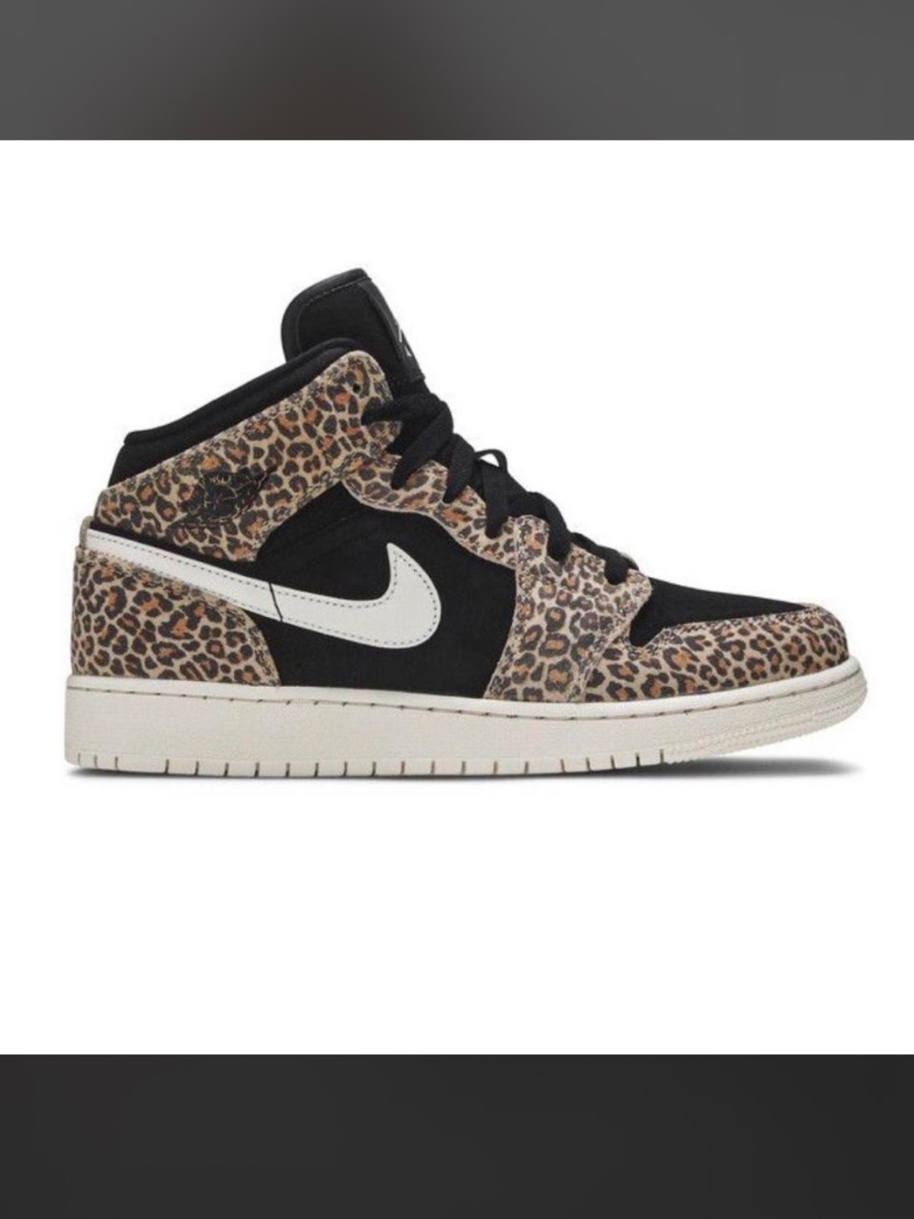 Nike Kids Mid-Top Sneakers in Leopard Print, Black and White